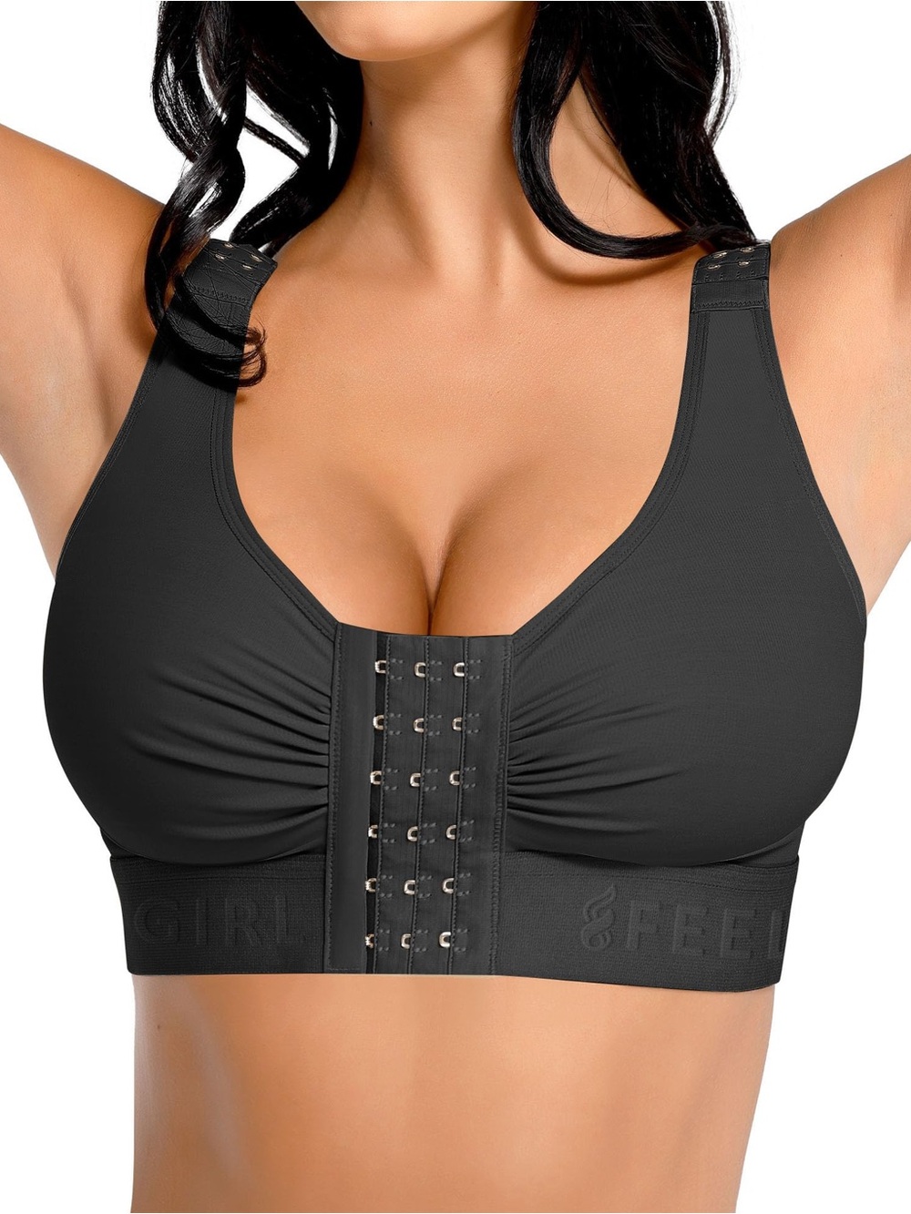 FeelinGirl Front Close Post Surgery Compression Bra Women’s US Size S Black
